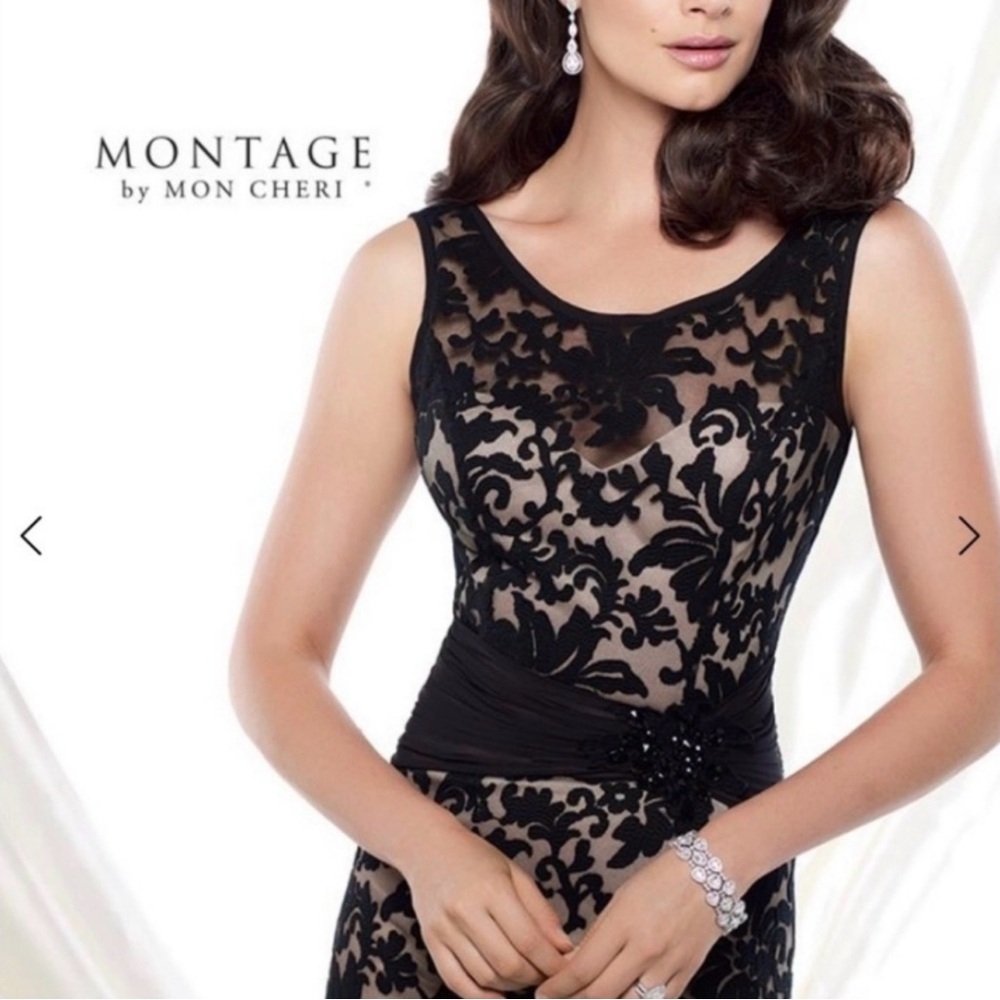 Montage by Mon Cheri Black Floral Maxi Dress